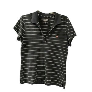 Ralph Lauren Polo Jeans Co Navy & White Striped Logo V Neck SZ M Preppy Nautical